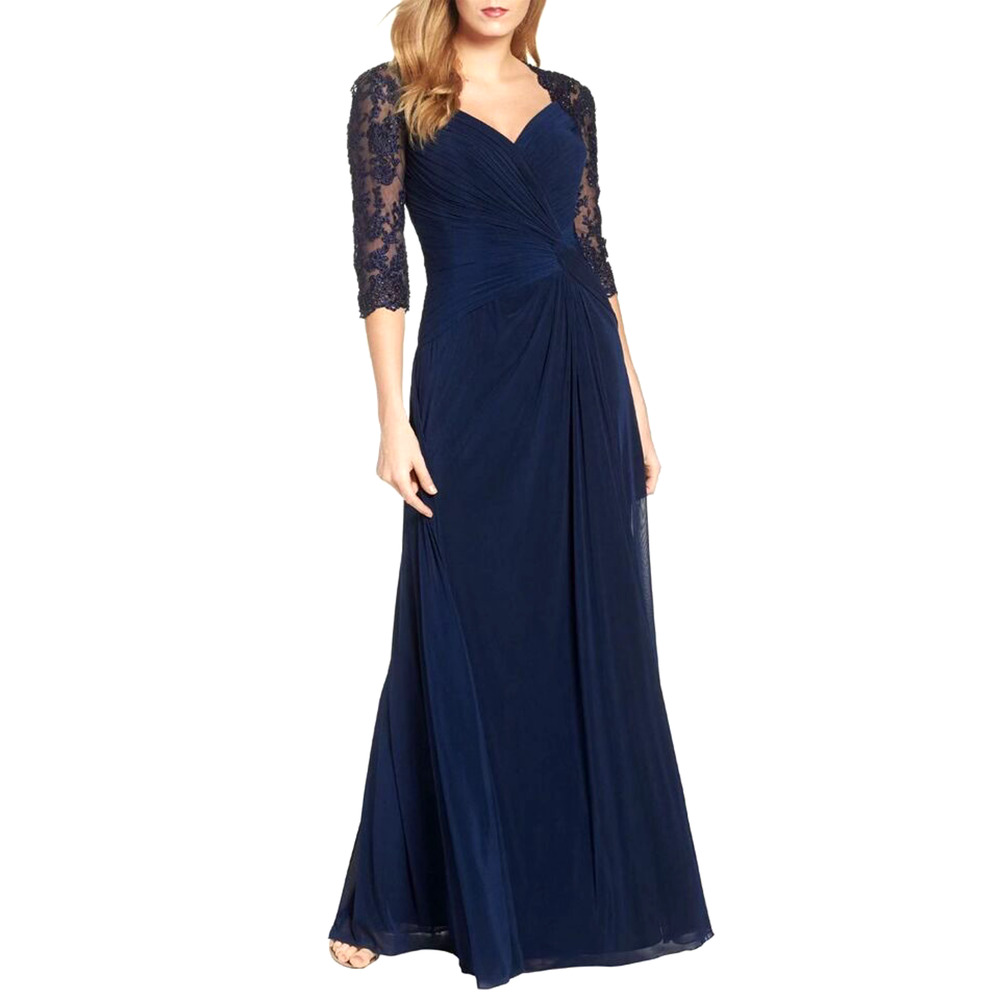 La Femme Column Gown Sz 20 23244 Maxi Navy Ruched Twist Front Sweetheart Neck